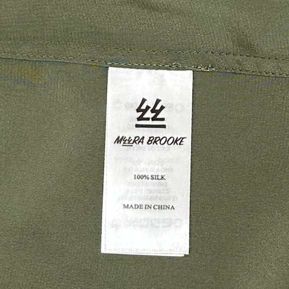 Meera Brooke Silk Short Sleeve Tee Olive Size S - Picture 6 of 7